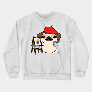 Funny pug is a painter Crewneck Sweatshirt